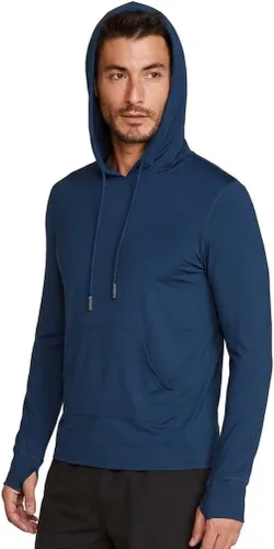 Vista 18 de INGEAR Sudadera con capucha UPF 50+ para hombre, ligera, con protección UV, de secado rápido, absorbe la humedad, con bolsillo Negro