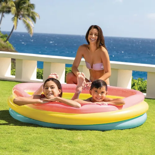 Vista 5 de Alberca Intex para niños con diseño de atardecer de verano, 58 x 13 pulgadas