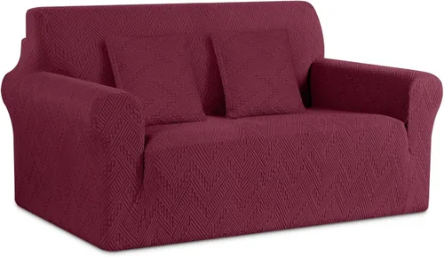Vista 32 de Ruaozz Funda elástica para sofá de 1 pieza, fundas para sofá de 3 cojines, funda universal antideslizante para sofá, funda lavable de jacquard