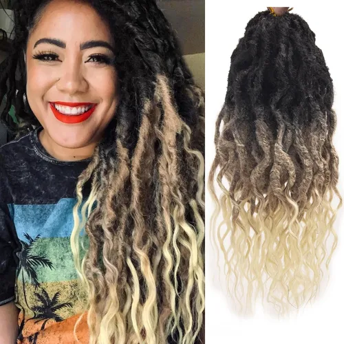 Vista 12 de Rizos de cabello sintético tejido en crochet de 16 pulgadas, 8 paquetes, Rizos de cabello tejido en crochet pre-enlazados con extremos rizados
