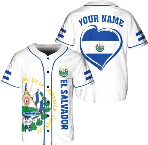 Vista 8 de Parvii Camiseta de béisbol personalizada de El Salvador Orgulloso, camiseta de El Salvador, camiseta de El Salvador, Jersey de El Salvador