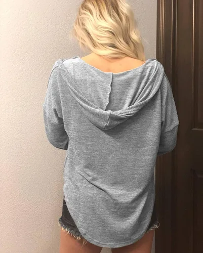 Vista 5 de NEKOSI Sudaderas con capucha y cuello en V de manga larga para mujer