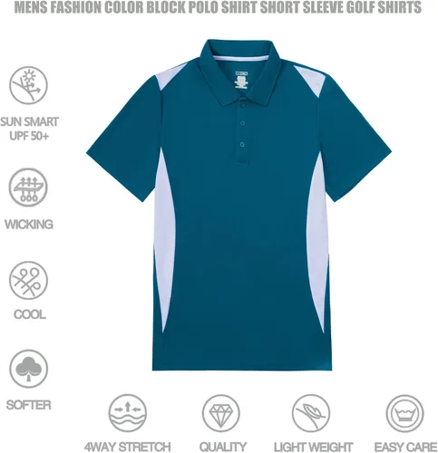 Vista 3 de Corna Camisas de golf para hombre que absorben la humedad ajuste seco de secado rápido manga corta estilo casual para hombre