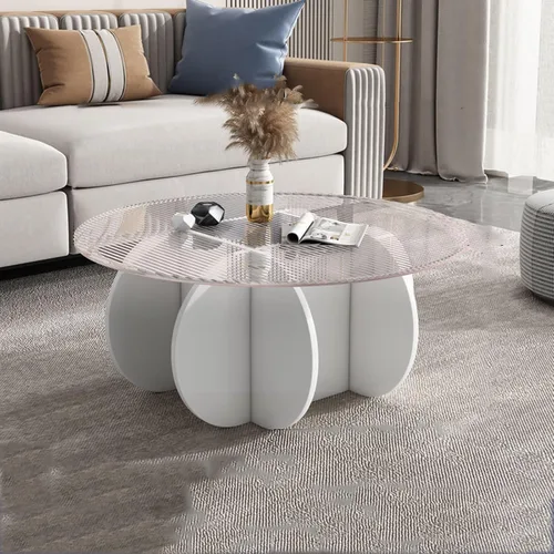 Vista 16 de HM&DX Mesa auxiliar redonda de cristal, base de madera maciza y parte superior de vidrio templado transparente, mesa auxiliar de café, mesa central