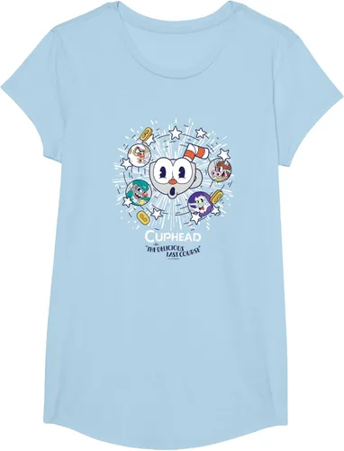 Vista 16 de Cuphead: Camiseta The Delicious Last Course Cuphead Character Group, Azul Azul Pastel