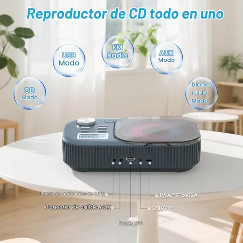 Vista 4 de MONODEAL Reproductor de CD portátil, reproductor de CD portátil de ruido