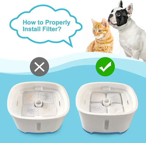 Vista 5 de Paquete de 16 filtros de agua para gatos, filtros de repuesto para fuentes cuadradas de mascotas de 84 oz/2.5 L, dispensador automático de agua