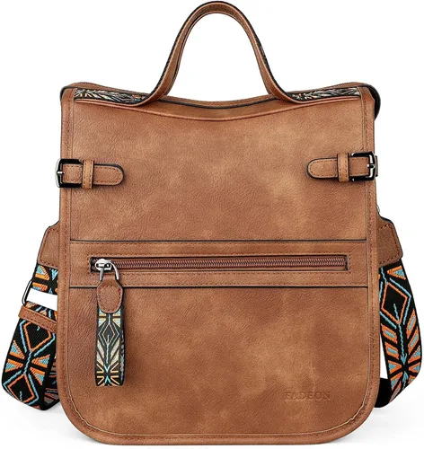 Vista 9 de Bolso cruzado FADEON para mujer, bandolera de diseñador, con asa para el hombro, bolso de cuero sintético, con manija superior, bolso de mano