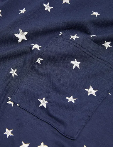 Vista 5 de Marks & Spencer Conjunto de pijama con estampado de estrellas para mujer, Azul (Navy Mix)