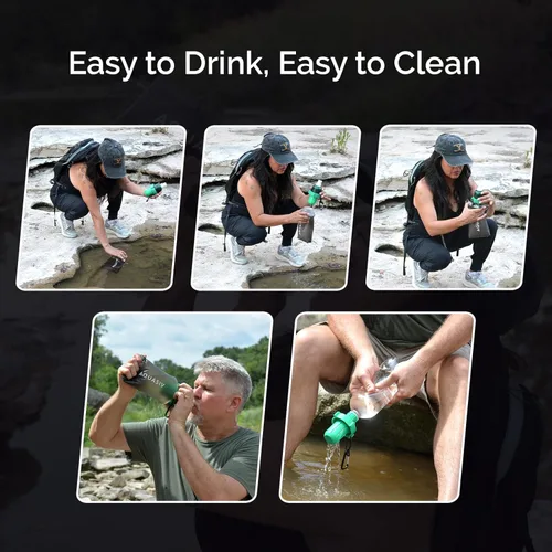Vista 7 de Kit de filtro de agua por gravedad, carbón HFM y prefiltro, bolsa portátil para apretar, camping y senderismo fiables