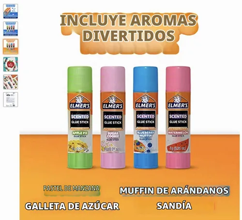 Vista 3 de Elmer's Barras de pegamento perfumadas, lavables, transparentes, variados, 0.21 oz, 6 paquetes de 4 (24 unidades en total)