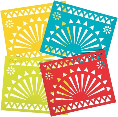 Vista 2 de Fun Express Manteles individuales de papel con recortes, suministros para fiestas temáticas coloridas, VBS, vacaciones, escuela, fiestas