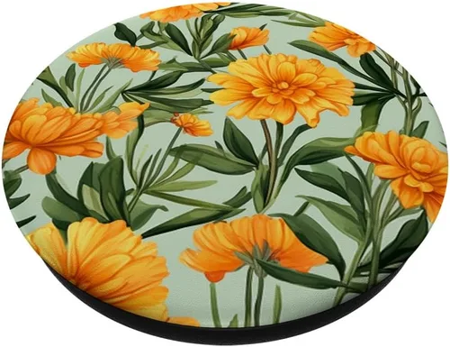 Vista 2 de PopSockets PopGrip estándar de flores de caléndula colorida floral