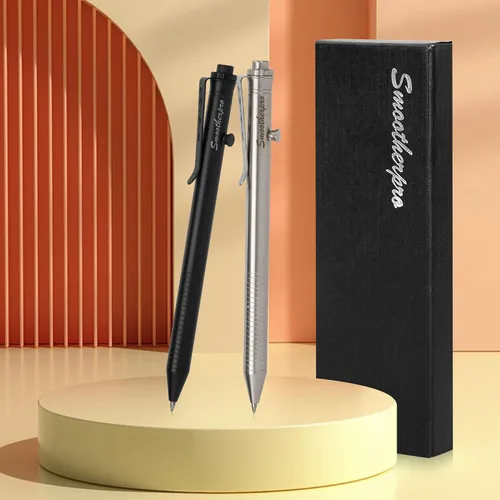 Vista 5 de SMOOTHERPRO - Bolígrafo de acción de perno, bolígrafo esferográfico de acero inoxidable compatible con recarga de Pilot G2, bolígrafo EDC
