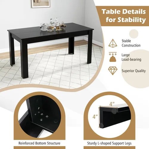 Vista 5 de Giantex Juego de mesa de comedor para 4, mesa de comedor rectangular de madera y 4 sillas de comedor Windsor, juego de comedor moderno de 5 piezas