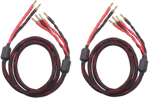 Vista 2 de k4B-2B Cable de altavoz bi-cable (2 enchufes tipo banana - 4 enchufes tipo banana), 1 par (total 12 enchufes banana), k4B-2B (4.92 pies))