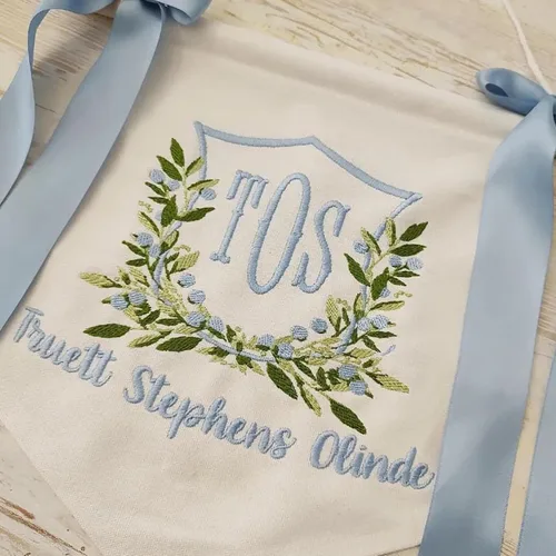 Vista 5 de Letrero personalizado de bienvenida para bebé, bandera bordada con nombre, letrero para puerta de hospital de bebé, con lazos, decoración de baby