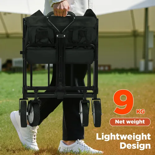 Vista 7 de PayLessHere Carrito plegable con ruedas Negro Carrito plegable resistente con capacidad de 330 libras con ruedas todo terreno y mango