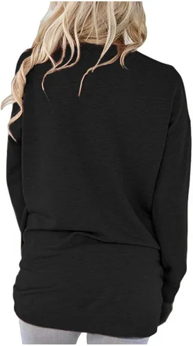Vista 4 de onlypuff Sudaderas tipo túnica con estampado de bolsillo para mujer