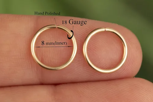 Vista 55 de Aretes de aro de oro de plata – Aretes de aro para mujer, dos piezas de aros de plata fina rellenos de oro, aro de hélice, anillo de tragus, aro