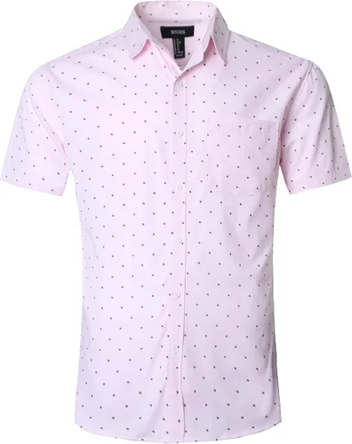 Vista 14 de Camisa de vestir de manga corta para hombre, ajuste regular, con botones, casual, con estampado único Grandes estrellas de la marina