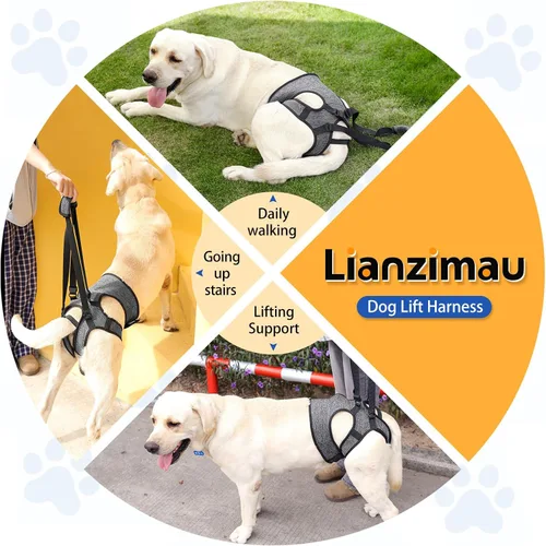 Vista 4 de LIANZIMAU Arnés de elevación ajustable para perros grandes, arnés de elevación ajustable para patas traseras, arnés de ayuda para la movilidad