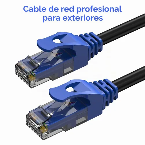 Vista 2 de Cable Ethernet Cat6 para exteriores de 20 pies, enterrado, enterramiento directo resistente, cable de conexión CCA de 24 AWG, PoE, UTP, impermeable