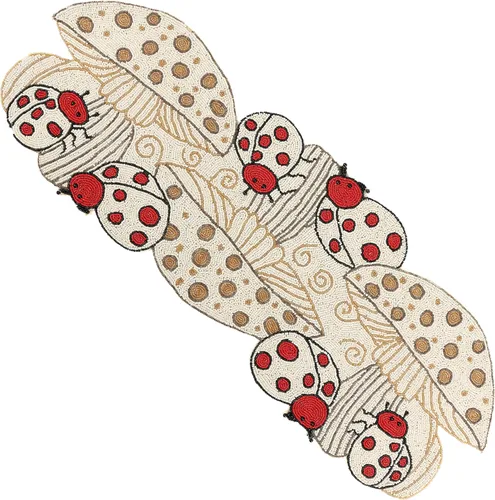 Vista 12 de CLEENTABLE Camino de mesa decorativo con cuentas de 36 pulgadas, diseño floral hecho a mano con respaldo de poliéster duradero para comedor, mesa