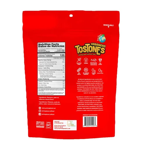 Vista 2 de TOSTONES, plátanos verdes, bolsa resellable, chips crujientes, plátanos, aceite de palma y sal, 3.53 onzas por unidad, 3.53 onzas por unidad, sabor