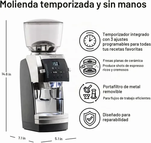 Vista 3 de Baratza Vario+ - Molinillo de fresas de cerámica plano (negro)