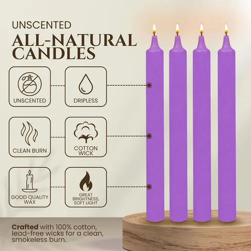 Vista 2 de Axiom Juego de 4 Velas - 10 Pulgadas Anti Goteo - Velas Altas Sin Perfume y Sin Humo - 9 Horas de Quemado - Velas Cónicas para el Hogar, Cenas