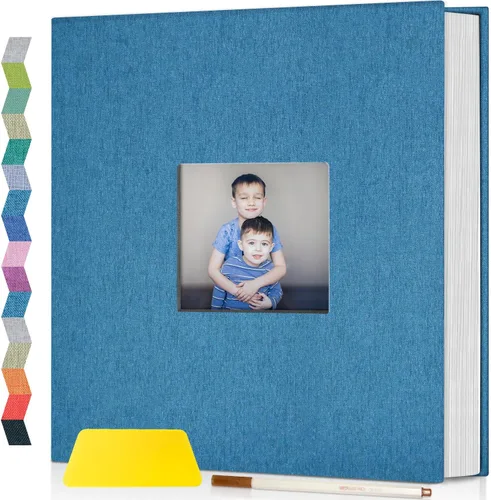 Vista 17 de popotop Álbum de fotos autoadhesivo con ventana de visualización de imágenes, kit de suministros de bricolaje para álbum de recortes de 40 páginas