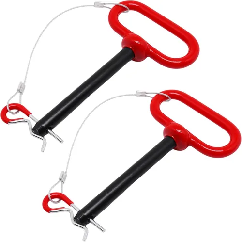 Vista 23 de Pasador de enganche de remolque, pasador de enganche de remolque de tractor de 1/2 pulgada y clip, pasadores de remolque con mango negro recubierto