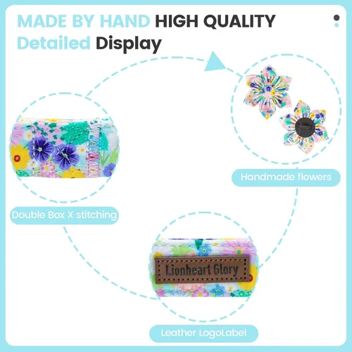 Vista 5 de Lionheart Glory Collar de perro con flor – Collar de perro con patrón floral colorido, collares suaves y resistentes para mascotas para perros