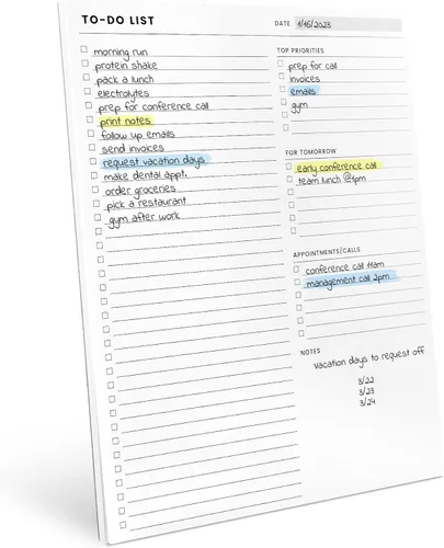 Vista 8 de Bloc de notas de lista de tareas pendientes, paquete de 6: tiene múltiples secciones funcionales - 5.2 x 8 pulgadas, 35 hojas - cuaderno