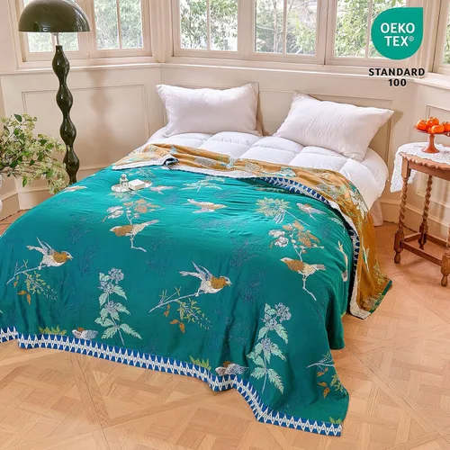Vista 301 de MSGKV - Manta bohemia/primaveral de algodón para sofá y sala de estar, de gasa acogedora, de 50 x 60 pulgadas 50"x60" Cotton Throw, Woven Bird
