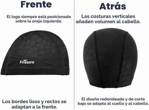 Vista 8 de Gorro de natación de tela Firesara, gorro de baño de alta elasticidad mantiene el cabello limpio y transpirable, se ajusta tanto al cabello largo