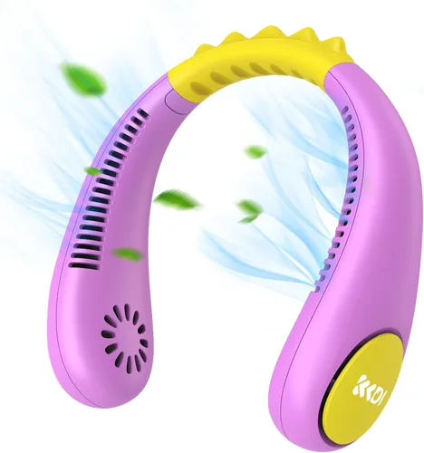 Vista 8 de Ventilador de cuello para niños, ventiladores portátiles sin aspas para niños de 4-14 años, niñas y niños, mini ventilador de refrigeración personal