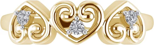 Vista 3 de Anillo de plata de ley 925 bañada en oro de 14 quilates con circonita cúbica de corte redondo de 0,07 quilates, diseño de corazón