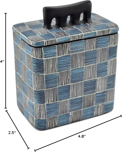 Vista 3 de Swahili Modern Basketweave - Caja pequeña para esteatita, azul/negro