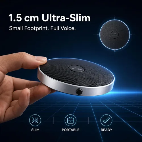 Vista 6 de Micrófono de computadora de 360° para escritorio, micrófono de PC de conferencia USB, tecnología de cancelación de ruido, grabación, Skype, clase