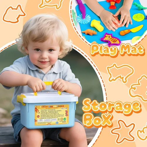 Vista 6 de 37Pcs Dough Tools Play Sets with Storage Container & Mat for Kids Ages 4-8