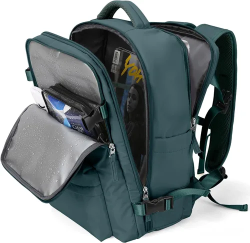 Vista 17 de WONHOX - Mochila grande, aprobada para vuelo, unisex, para viajes, trabajo, negocios o laptop, a1-Negro, Medium