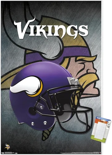 Vista 11 de Trends International NFL Minnesota VIkings - Póster de pared con casco 16, 14.725 x 22.375 pulgadas, versión enmarcada de madera de granero Versión