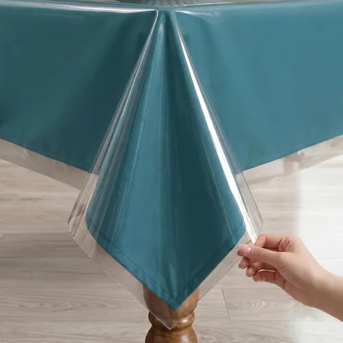 Vista 21 de Romanstile Mantel de PVC 100% impermeable, cuadrado, a prueba de derrames de aceite, resistente a las manchas, manteles de plástico fáciles de Beige