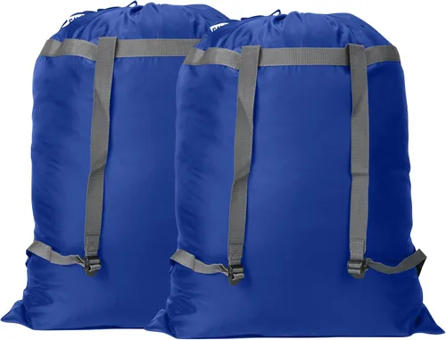 Vista 15 de Paquete de 2 mochilas para lavandería, 27 x 34 pulgadas, bolsa de lavandería resistente con correas para el hombro, cierre de cordón, mochila