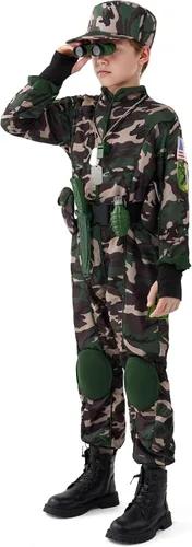 Vista 3 de Spooktacular Creations Disfraz del ejército para niños, disfraz militar para niños, disfraz de las fuerzas especiales de camuflaje para niños