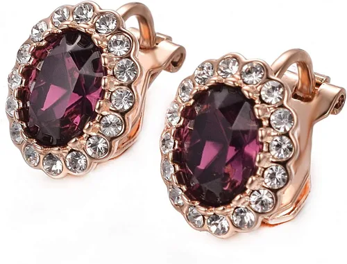Vista 16 de Yoursfs Austria - Aretes de clip de cristal para mujer, chapados en oro de 18 quilates, joyería de moda con halo de circonita cúbica, aretes sin