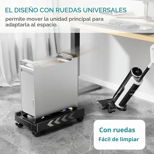 Vista 7 de Soporte ajustable para CPU con ventilador de refrigeración y luz RGB, soporte de CPU móvil con 4 ruedas rodantes, soporte de torre de computadora