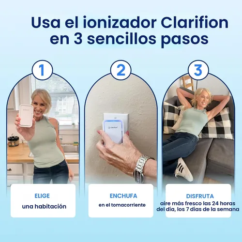 Vista 7 de Clarifion - Ionizadores de aire para el hogar (paquete de 3), sistema de filtración de iones negativos, ambientador de aire silencioso